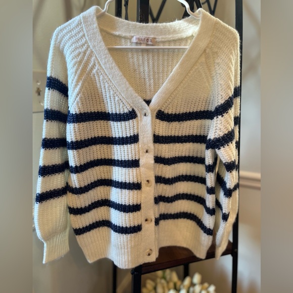 Marea by Liz Joy Sailor Striped Cardi Navy: SZ S - Picture 2 of 4